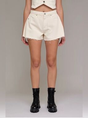 HIDDEN•AVA• High-Rise A line short Cream Denim Shorts-NWT Small Waist 15